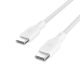 Belkin Кабель заряджання/синхронізації USB-С > USB-С 3м, 100Вт, плетений, білий Belkin Кабель заряджання/синхронізації USB-С > USB-С 3м, 100Вт, плетений, білий