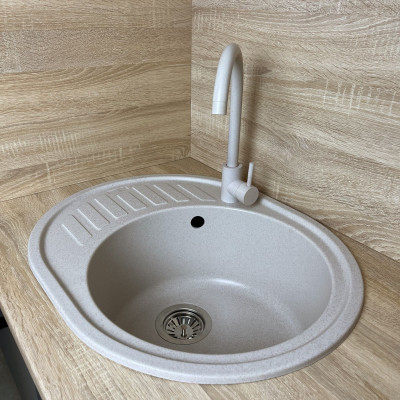 Набір кухонний Adamant Ovum, штучний камінь, овальна, з крилом, 615х495х200мм, чаша - 1, врізна, Avena + змішувач Набір кухонний Adamant Ovum, штучний камінь, овальна, з крилом, 615х495х200мм, чаша - 1, врізна, Avena + змішувач