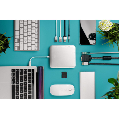 Хаб DIGITUS USB-C > HDMI/VGA/miniDisplayPort/3xUSB-A/USB-C/SD/MicroSD/RJ54/Audio (DA-70863)