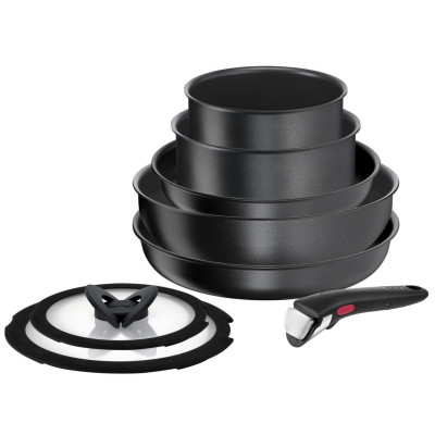 Набір посуду Tefal Ingenio Daily Chef, змінна ручка, 8предметів, алюміній, бакеліт, силікон, скло, чорний (L7629242)