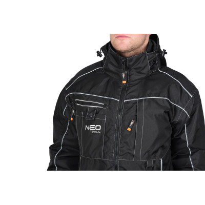 Куртка робоча Neo Tools Oxford Warm, зимова, утеплена, водостійка, світловідбивні елементи, S(48), чорний