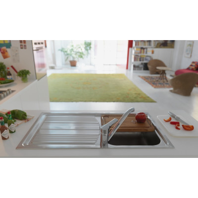 Кухонна мийка Franke Logica Line, нержав. сталь полірована, прямок. з крилом,790х500х195 мм, чаша- 1накладна, LLX 611-79, хром