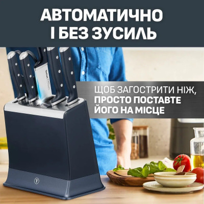 Набір ножів Tefal EverSharp Pro, з блоком, 6предметів, нержавіюча сталь, синій Набір ножів Tefal EverSharp Pro, з блоком, 6предметів, нержавіюча сталь, синій