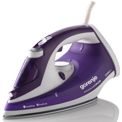 Утюг Gorenje, 2200Вт, 280мл, паровой удар -90гр, верт. отпаривание, антинакипь, керам. подошва, бело-фиолетовый (SIH2200BBC) Утюг Gorenje, 2200Вт, 280мл, паровой удар -90гр, верт. отпаривание, антинакипь, керам. подошва, бело-фиолетовый (SIH2200BBC)
