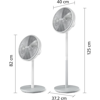 Вентилятор Philips підлоговий Series 2000, 40см, 48Вт, таймер, поворот 180, білий