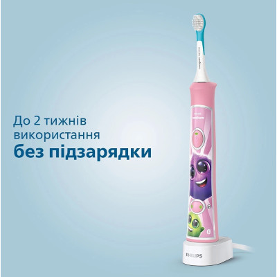 Щітка зубна електр. Philips, Sonicare For Kids, для дітей, 62т. колив/хв, насадок-2, Bluetooth, рожевий Щітка зубна електр. Philips, Sonicare For Kids, для дітей, 62т. колив/хв, насадок-2, Bluetooth, рожевий