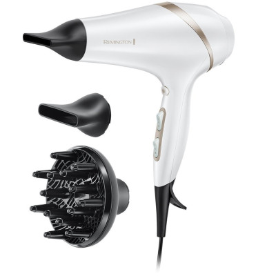 Фен Remington HydraLuxe, 2300Вт, 3 режими, дифузор, іоніз-я, хол. обдув, білий