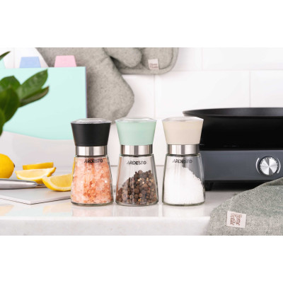 Млинок для солі та перцю ARDESTO Gemini, 180мл, скло, пластик, прозорий, чорний