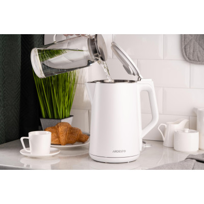 ARDESTO Електрочайник EKL-X50/1.5 л/2200 Вт/подвійні стінки/Strix контроль/білий