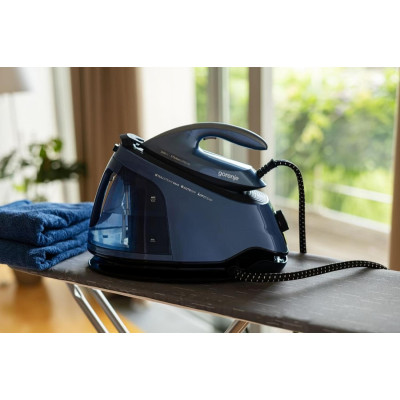 Праска-парогенератор Gorenje, 3000Вт, 1500мл, паровий удар -160гр, дисплей, керам. підошва, синій