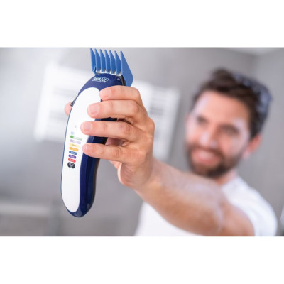 Машинка для стрижки Wahl Color Pro Lithium, мережа+акум., вібраційний мотор, насадок-10, кейс, масло та ножиці у компл., сталь, біло-синій