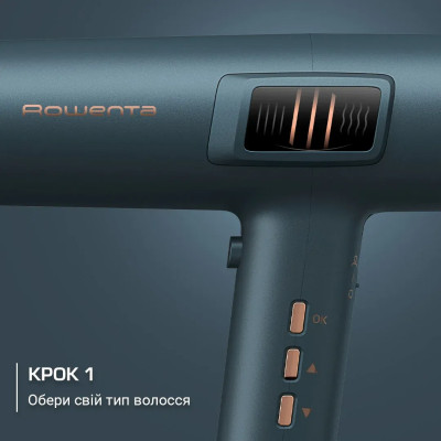 Фен Rowenta Maestria For you, 1800Вт, 3 режими, дифузор, іоніз-я, хол. обдув, дисплей, синій