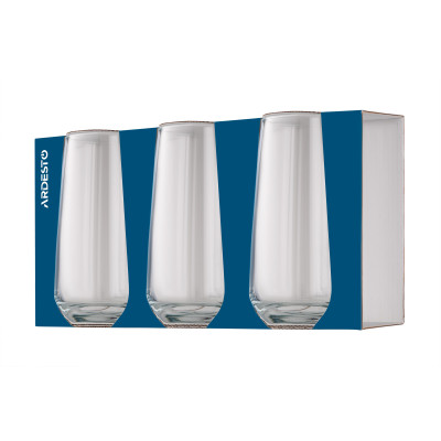 ARDESTO Набір склянок високих Gloria Shine 480 мл, 3 шт., скло ARDESTO Набір склянок високих Gloria Shine 480 мл, 3 шт., скло