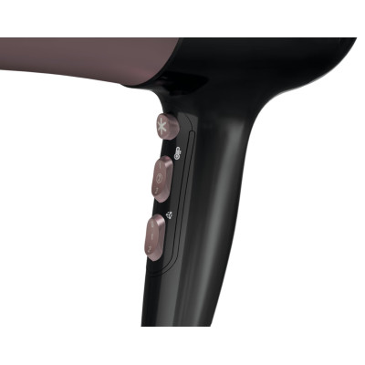 Фен Rowenta Powerline, 2400Вт, 3 режими, дифузор, іоніз-я, хол. обдув, чорно-рожевий