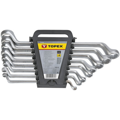 Ключi гайкові TOPEX, накидні, двосторонні, CrV, 6-22мм, набір 8шт