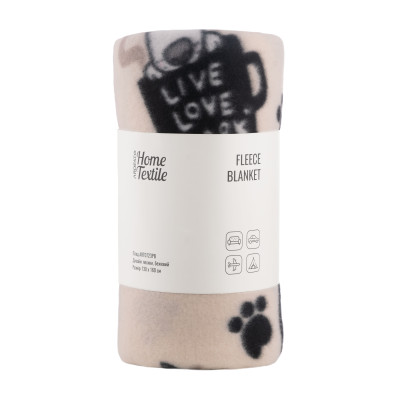 Плед ARDESTO Fleece 130x160см, 100% поліестер, песики, бежевий