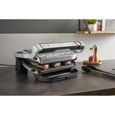 Гриль Tefal прижимной OptiGrill+ 2000Вт, темп. режимов-4, съемные пластины, алюминий, металл