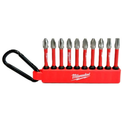 Біти Milwaukee Shockwave carabiner2, сталь, набір 10шт Біти Milwaukee Shockwave carabiner2, сталь, набір 10шт