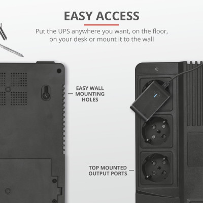 Источник бесперебойного питания Trust Maxxon 800VA UPS with 6 standard wall power outlets BLACK