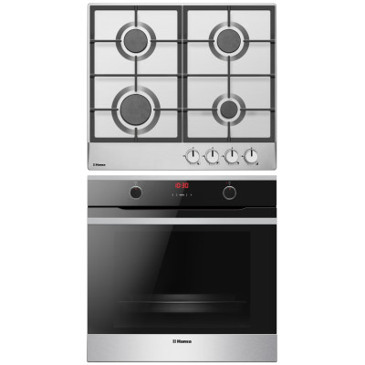 Комплект Hansa (духовка електрична + поверхня газова), чорний+нерж