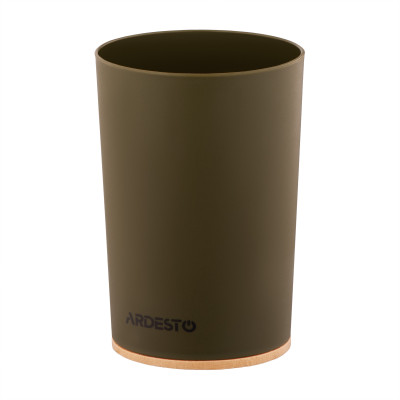 Склянка для зубних щіток ARDESTO Minimalism 7.8x11.3см, поліпропілен, бамбук, зелений темний