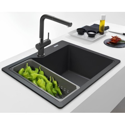 Мийка кухонна Franke Urban, фраграніт, прямокутник, без крила, 503х425х230мм, чаша - 1, врізна, UBG 610-56, чорний матовий Мийка кухонна Franke Urban, фраграніт, прямокутник, без крила, 503х425х230мм, чаша - 1, врізна, UBG 610-56, чорний матовий