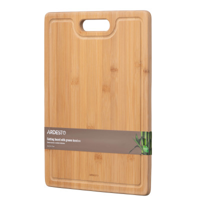 ARDESTO Дошка кухонна з жолобом Midori, 33х24х1.5см, бамбук ARDESTO Дошка кухонна з жолобом Midori, 33х24х1.5см, бамбук