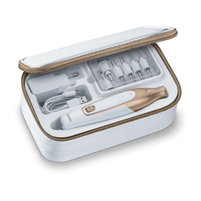 Манікюрний набір Beurer, аккумул., насадок-10, з підсвіткою, біло-золотий