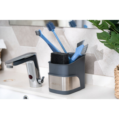 Органайзер для щіток ARDESTO Minimalism, 15х10х13.5см, пластик, нержавіюча сталь, сірий