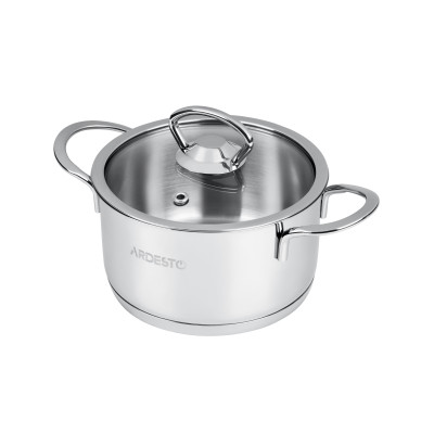 Каструля зі скляною кришкою Ardesto Luna,1.2л, нержавіюча сталь [AR0612S]