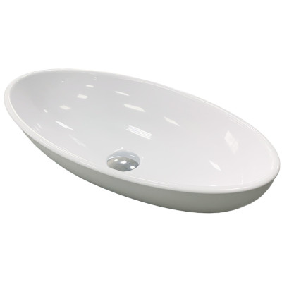 Раковина, умивальник Adamant ANDERE NEW, штучний камінь, овальна, без отвору для змішувача та переливу, 590х295х130мм, накладний, білий Раковина, умивальник Adamant ANDERE NEW, штучний камінь, овальна, без отвору для змішувача та переливу, 590х295х130мм, накладний, білий