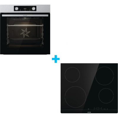 Комплект Gorenje (духовка + поверхня склокераміка BO6737E02X -нерж + ECT41SC- чорна), 738881