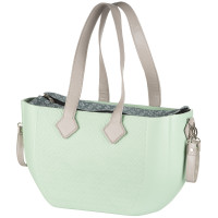 Сумка Nuvita MyMia ручки еко-шкіра, килимок, ремені для коляски, м'ятно-сірий