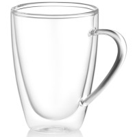 ARDESTO Набір чашок з ручками і подвійними стінками, 430мл, 2шт, боросилікатне скло, прозорий