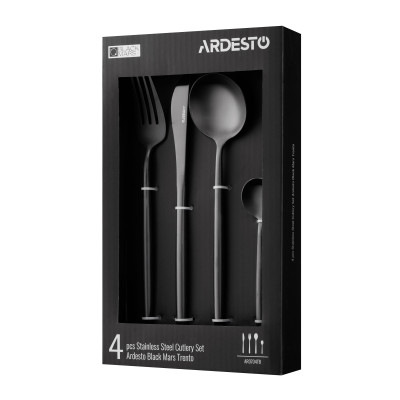 ARDESTO Набір столових приборів Black Mars Trento, 4 прибори, нержавіюча сталь, чорний ARDESTO Набір столових приборів Black Mars Trento, 4 прибори, нержавіюча сталь, чорний