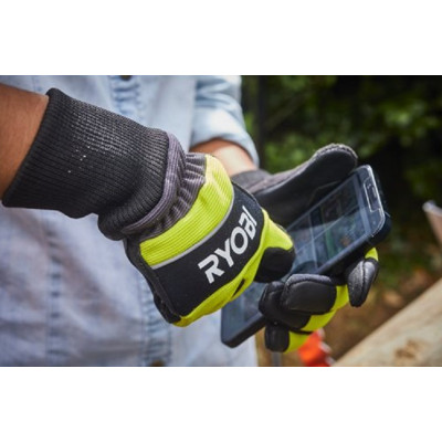 Ryobi Рукавички робочі RAC258L, козяча шкіра, захист від порізів, р.L, чорно-жовтий