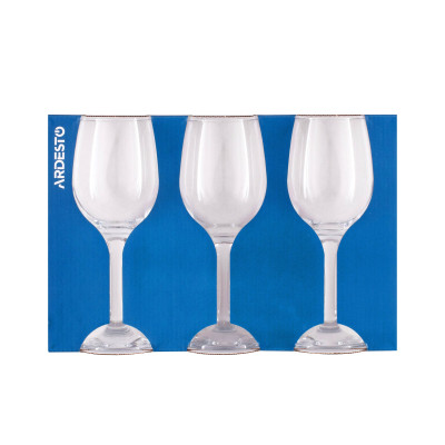 Набор бокалов для вина Ardesto Gloria, 300мл, 3шт, стекло, прозрачный Набор бокалов для вина Ardesto Gloria, 300мл, 3шт, стекло, прозрачный