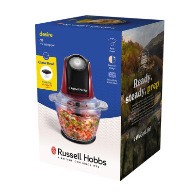 Измельчитель Russell Hobbs Desire Red, 200Вт, чаша-500мл, стекло, корпус-пластик, красный