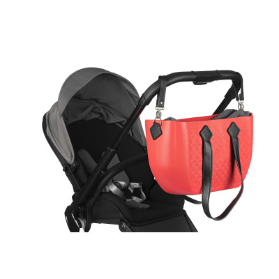 Сумка Nuvita MyMia ручки еко-шкіра, килимок, ремені для коляски, червоно-чорний