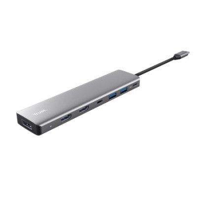 Адаптер Trust Dalyx 7in1 USB-C> 2xUSB-А 3.2/2xUSB-С/2xHDMI/Display Port, Алюміній, 0.16м, Сірий Адаптер Trust Dalyx 7in1 USB-C> 2xUSB-А 3.2/2xUSB-С/2xHDMI/Display Port, Алюміній, 0.16м, Сірий