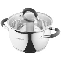 Каструля зі скляною кришкою та зливом ARDESTO Gemini Livorno, 2.3л, нержавіюча сталь, силікон