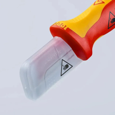 Ніж монтерський KNIPEX, діелектричний, для робіт під напругою 1000В, вигнуте лезо, 180мм, 0.068кг
