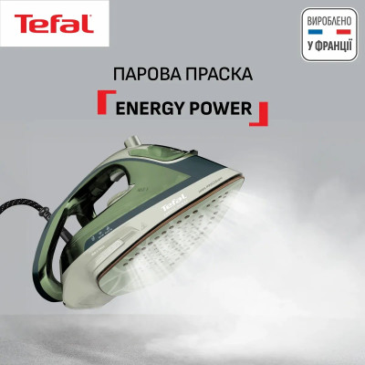 Праска Tefal Energy Power, 1500Вт, 270мл, паровий удар -270гр, постійна пара - 20гр, керам. підошва, зелений Праска Tefal Energy Power, 1500Вт, 270мл, паровий удар -270гр, постійна пара - 20гр, керам. підошва, зелений