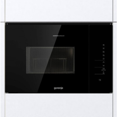 Gorenje Мікрохвильова піч вбудовувана, 25л, електр. управл., 900Вт, гриль, дисплей, інвертор, чорний