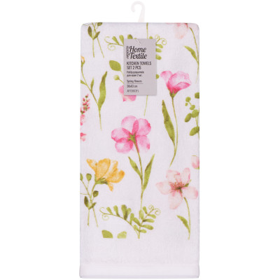 Набір рушничків для кухні ARDESTO Spring flowers 38х63см, 2шт, 100% бавовна, білий