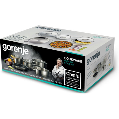 Набор посуды Gorenje CHEF'S COLLECTION, 8 предметов, нержавеющая сталь CWSA08HC