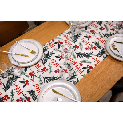 Ранер ARDESTO Happy Holidays 40х140см, 90% поліестер, 10% бавовна, білий гостролист