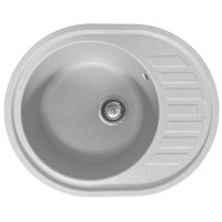 Мийка кухонна Adamant Ovum, штучний камінь, овальна, з крилом, 615х495х200мм, чаша - 1, врізна, Old stone