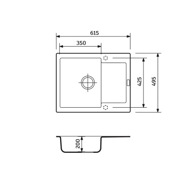 Набір кухонний Adamant Minimal, штучний камінь, прямокут., з крилом, 615х495х200мм, чаша - 1, врізна, чорний + змішувач та дозатор Набір кухонний Adamant Minimal, штучний камінь, прямокут., з крилом, 615х495х200мм, чаша - 1, врізна, чорний + змішувач та дозатор