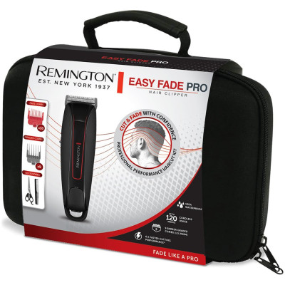 Машинка для стрижки Remington Easy Fade Pro, мережа+акум., роторний мотор, насадок-19, кейс, аксесуари в компл., червоно-чорний Машинка для стрижки Remington Easy Fade Pro, мережа+акум., роторний мотор, насадок-19, кейс, аксесуари в компл., червоно-чорний